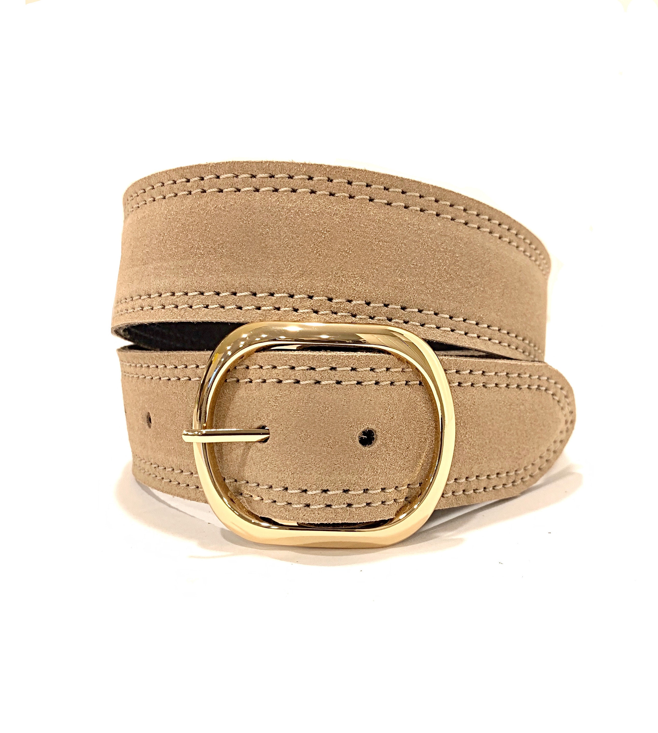 Taupe Suede Belt With INTERCHANGEABLE Silver Buckle and Gold - Etsy