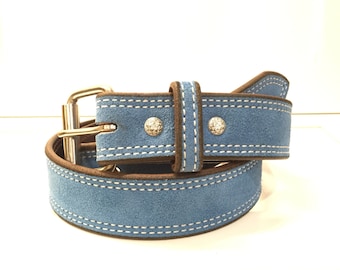 Sky Blue Suede Belt, Sky Blue Wide Leather Belt, Blue Suede Belt, Blue Leather Belt,Blue Belt, Light Blue Belt, Ships NEXT DAY FREE