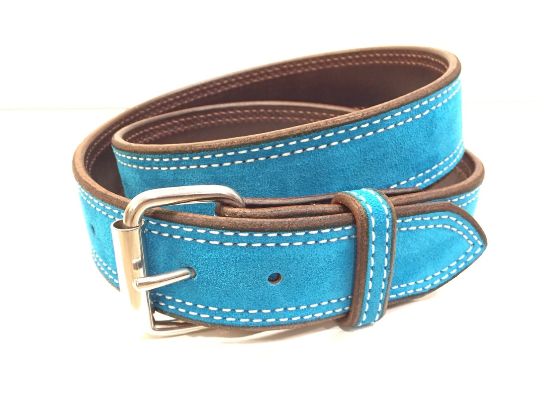 Turquoise Suede Belt,turquoise Leather Belt,turquoise Belt,blue Suede ...