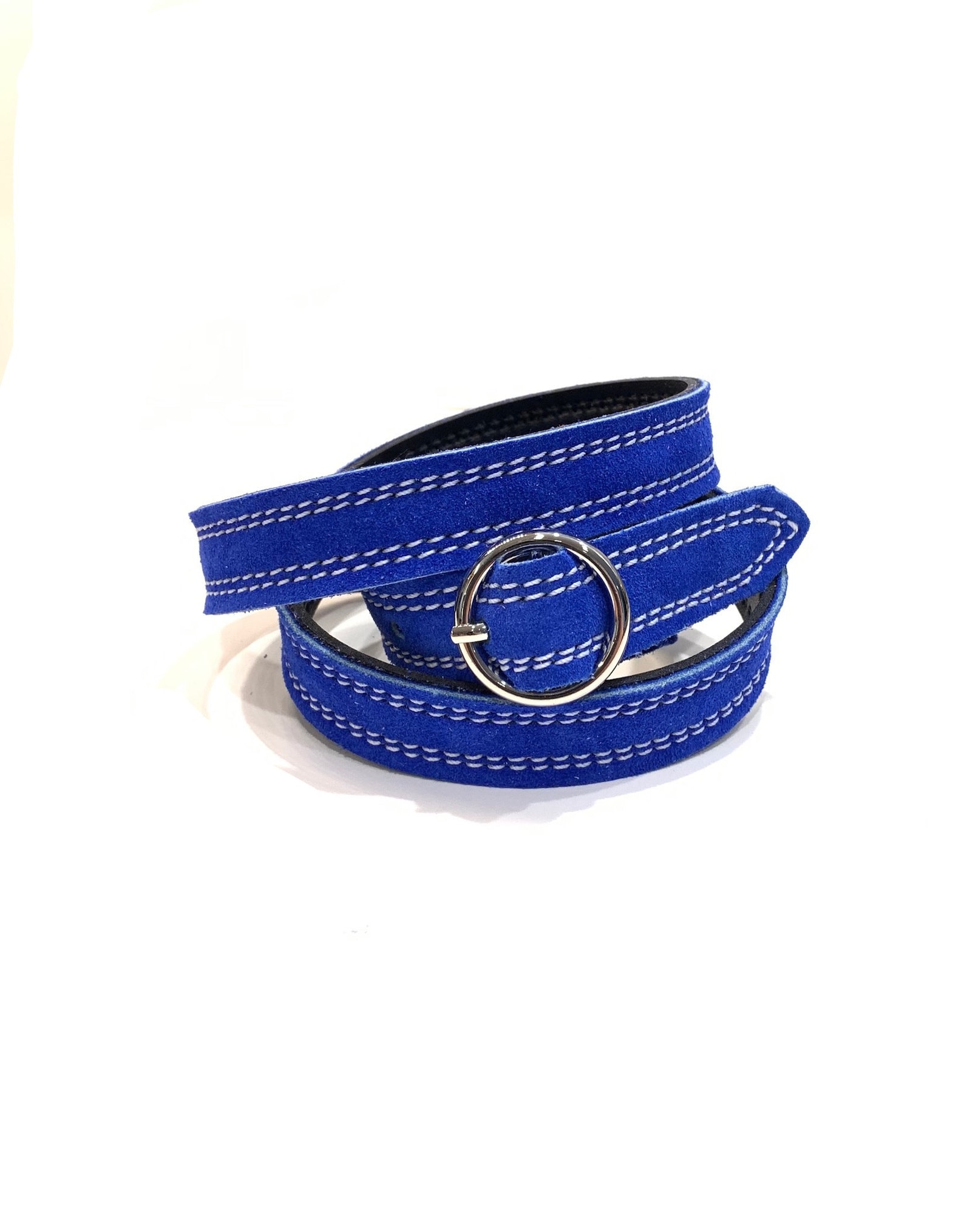 Cobalt Blue Genuine Suede Belt With Circle Silver Buckle Blue - Etsy UK