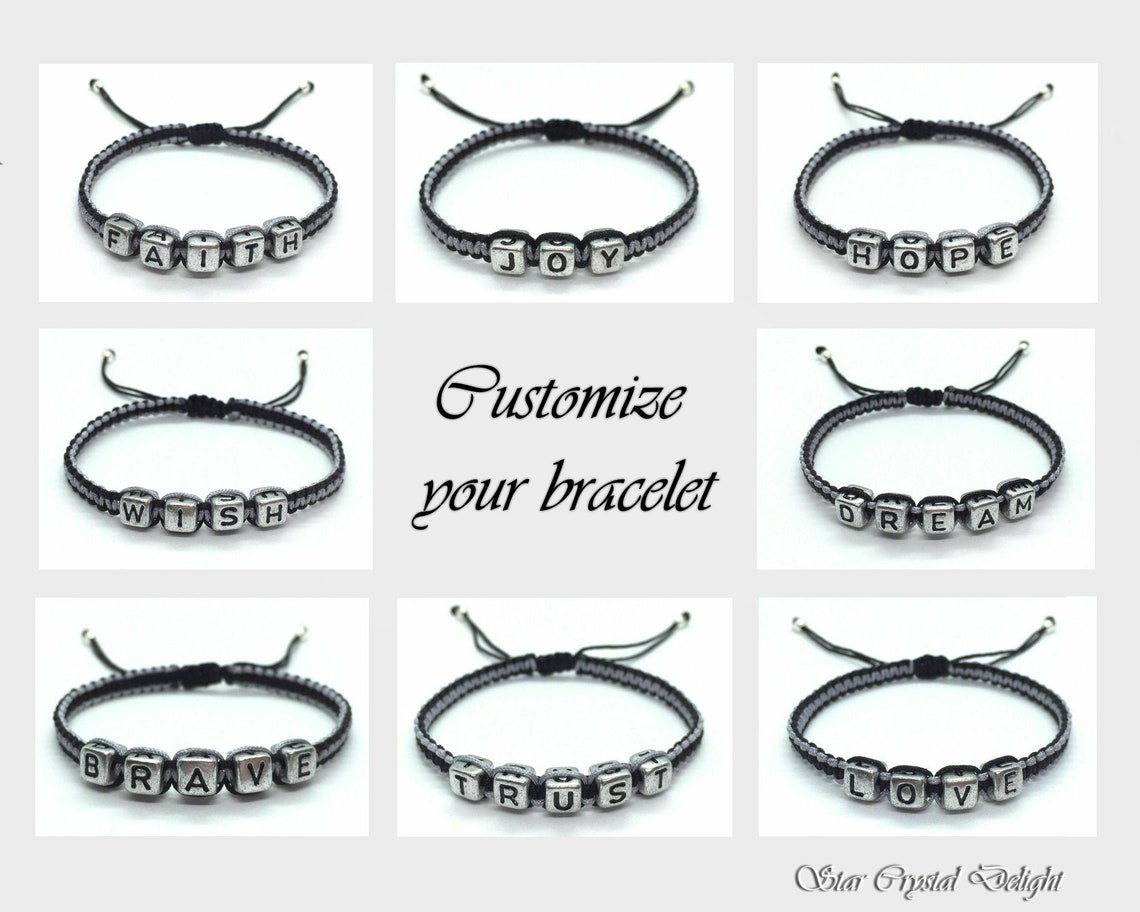 Custom Word Bracelet Create Your Own Bracelet Beaded Etsy