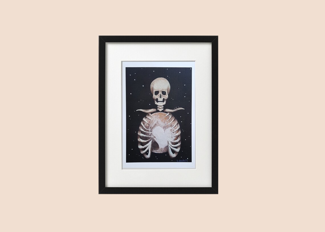 Skeleton print Skeleton Painting Skeleton Poster Space Etsy