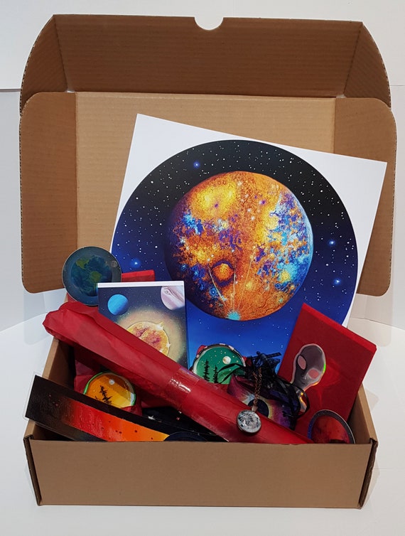 Space Bundle Box 3 - Space Gift Set - Christmas Gift Box - Space Art Gift Box - Astronomy Art - Art Gift Box - Space Painting - Planet Gift