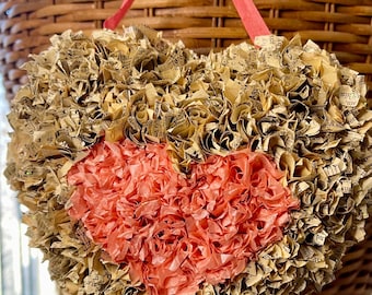 Paper mache heart vintage style Valentines