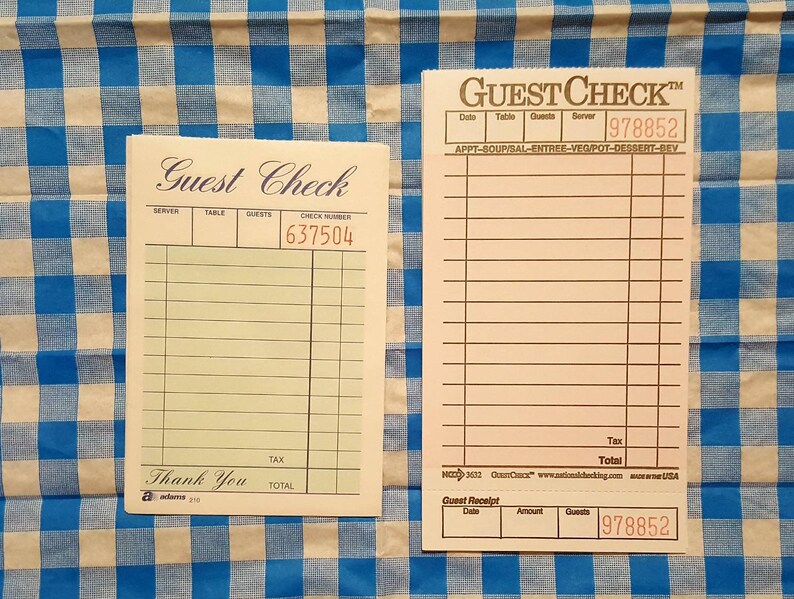 Guest Check Restaurant Check Order Check Dinner Check Etsy