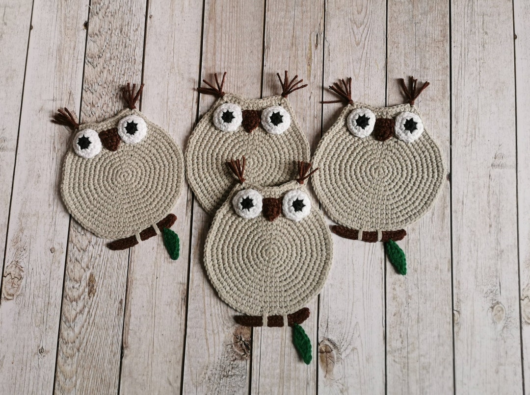 Crochet Owl Coasters Owl Gifts for Grandma Owl Coasters Etsy