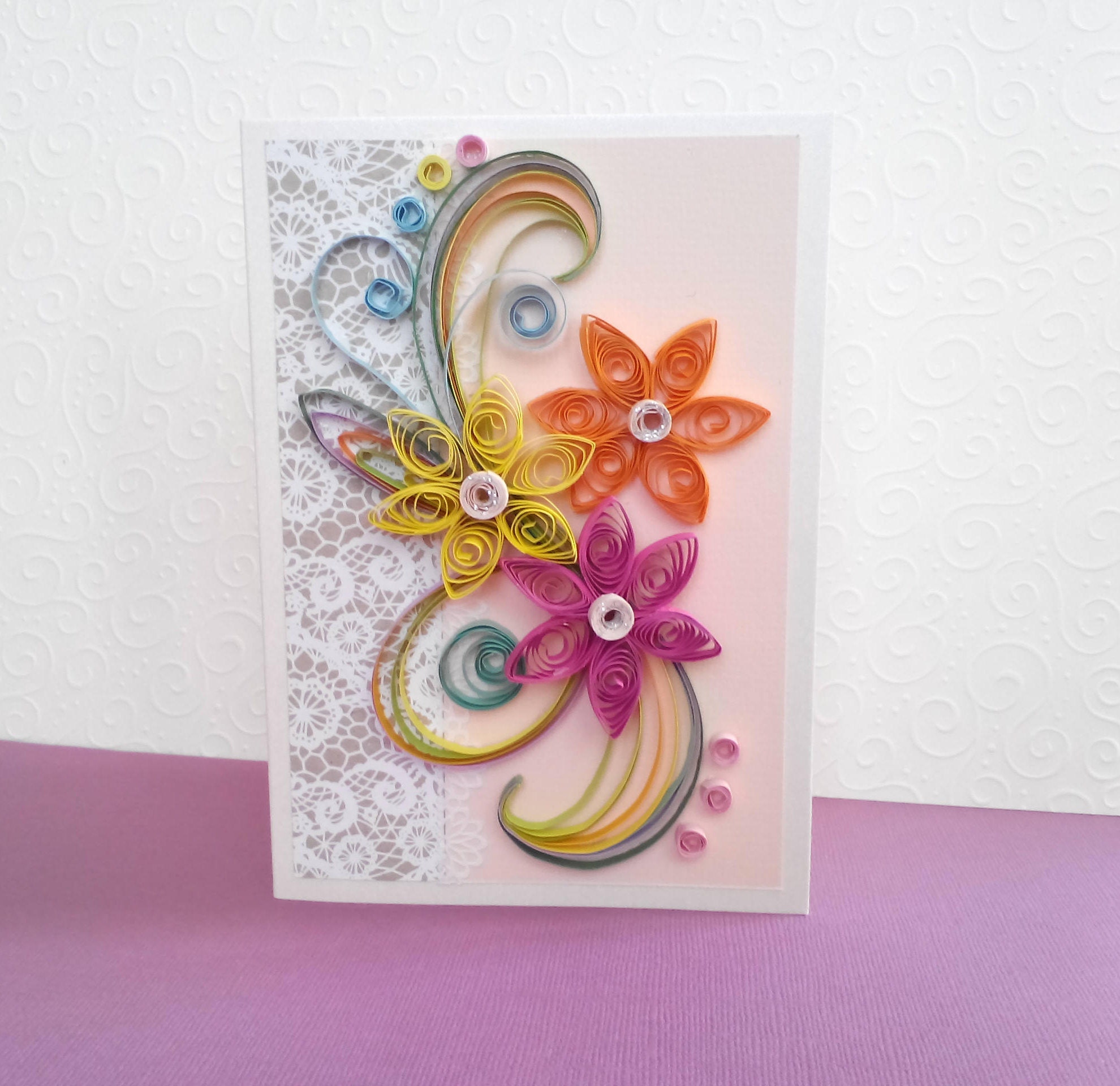 quill card paper quill quill birthday card quilling cards Etsy