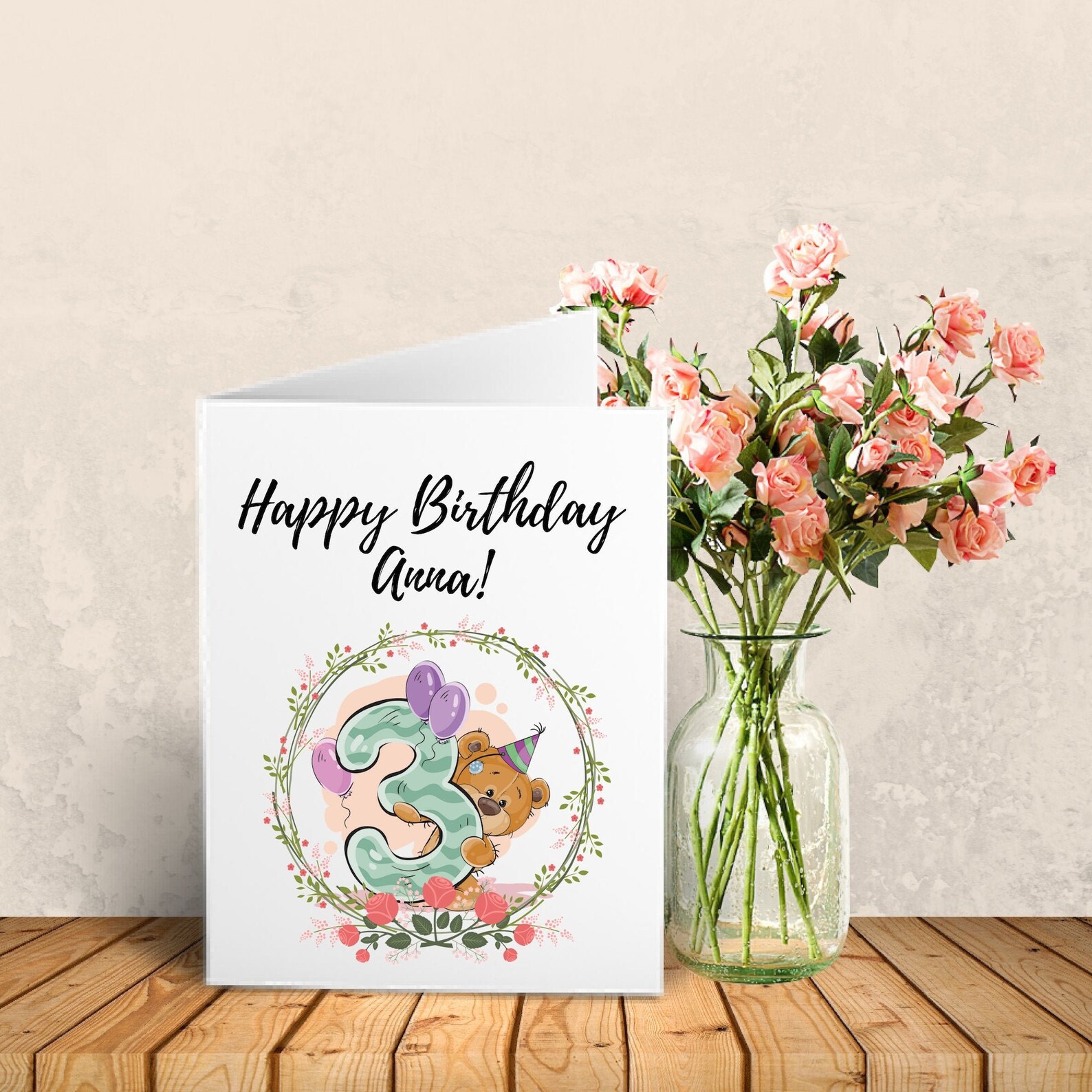 Printable Birthday Card for 3 Years Old 3 Years Old Birthday - Etsy