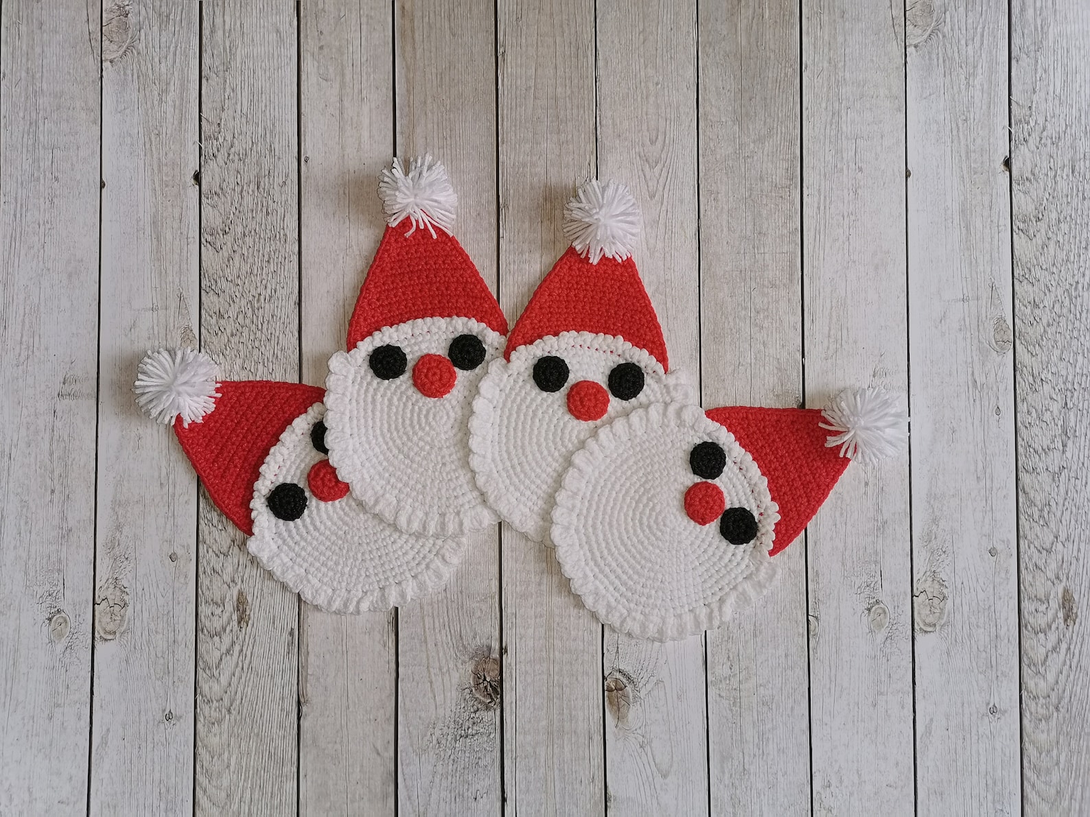 Crochet Santa Coasters Santa Claus Gifts Santa Coasters Etsy