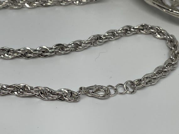 Large Statement Silver Heart Pendant Vintage - image 8