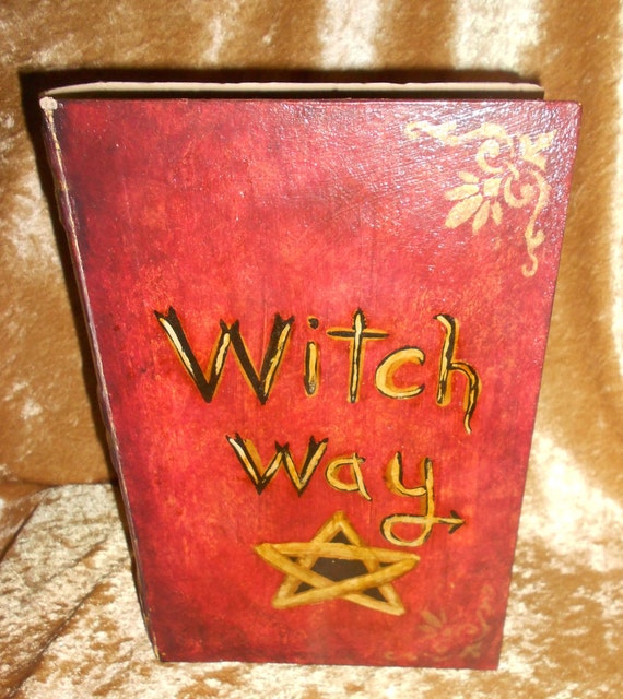 Hand Painted Paper Mache Book Box, Alter Supply Box, Secret Compartment Box  