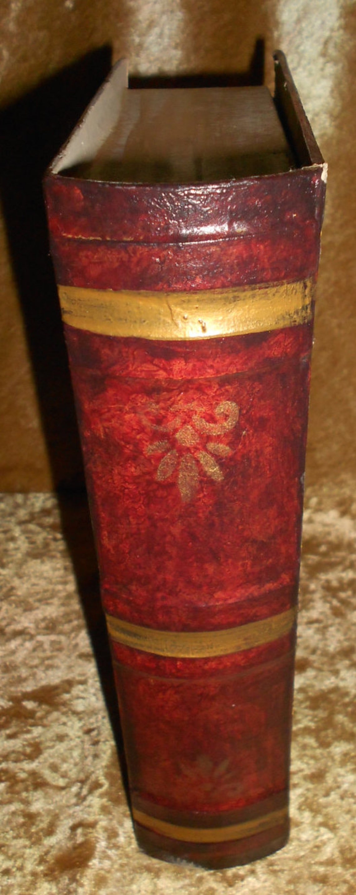 Hand Painted Paper Mache Book Box, Alter Supply Box, Secret Compartment