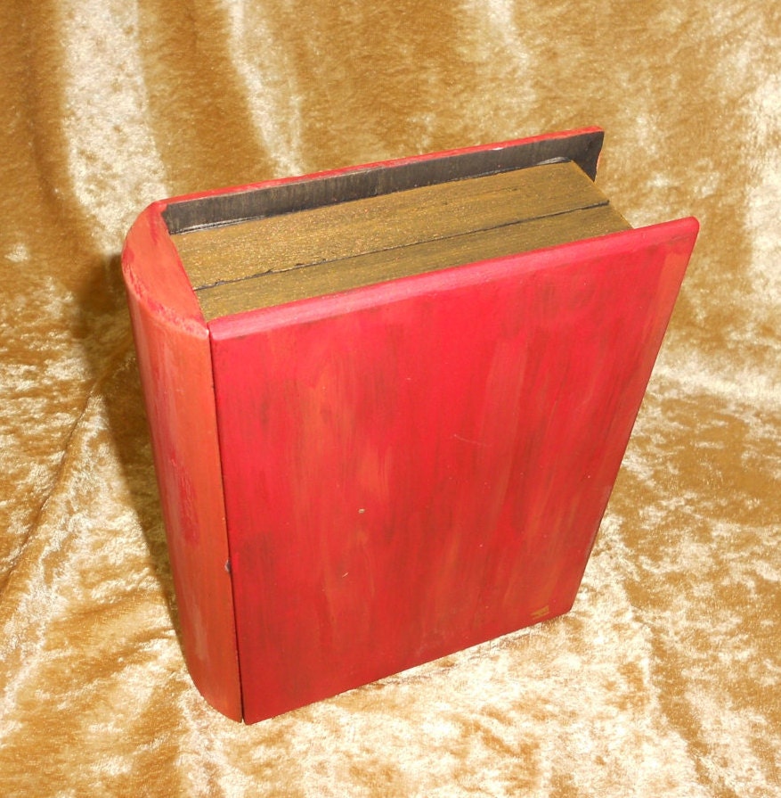 Hand Painted Paper Mache Book Box, Alter Supply Box, Secret Compartment Box  