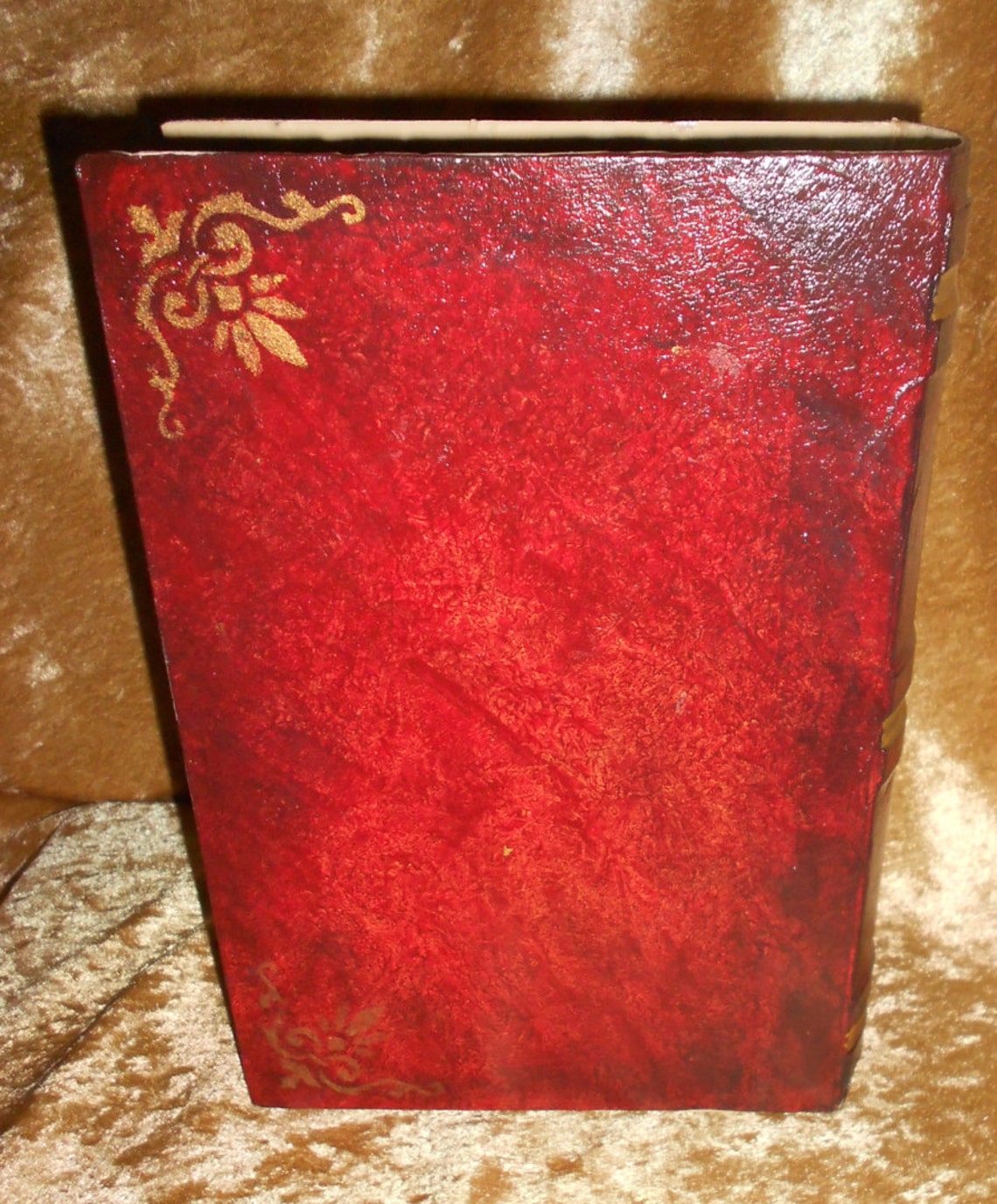 Hand Painted Paper Mache Book Box, Alter Supply Box, Secret Compartment