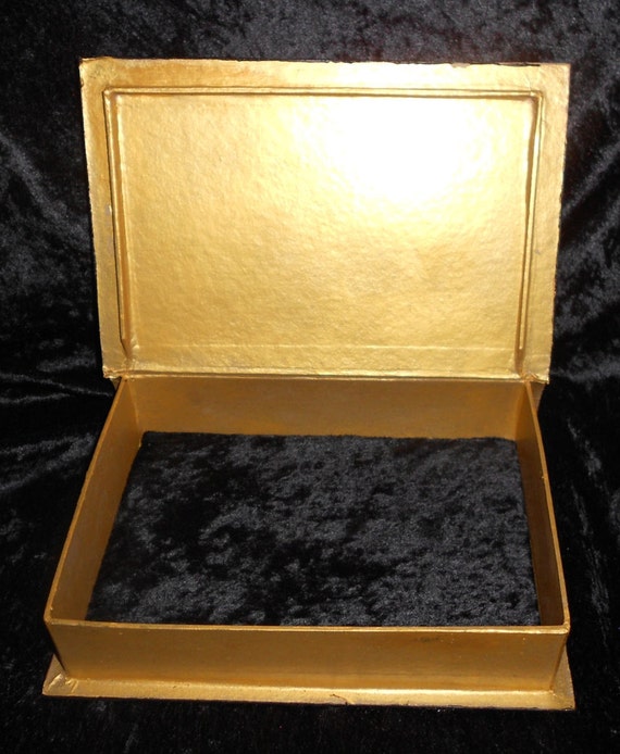 Hand Painted Paper Mache Book Box, Alter Supply Box, Secret Compartment Box  