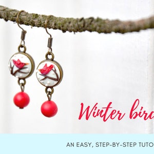 TUTORIAL: Winter birds Polymer Clay Earrings Step by Step Tutorial image 1