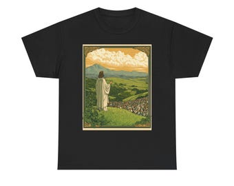 Jesus Sermon on the Mount T-Shirt | Vintage Scenic Religious Illustration