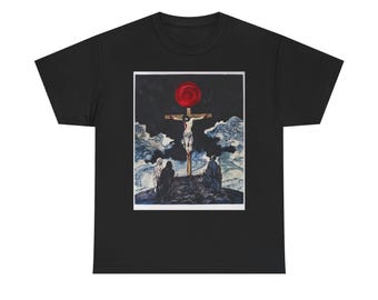 Crucifixion of Jesus with Red Halo T-Shirt | Religious Art Christian Tee