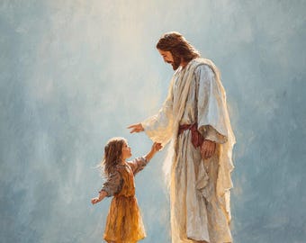 Jesus and Child Wall Art, Christian Nursery Print, Faith Decor (Digital Download)