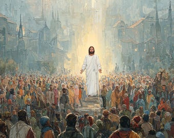 Jesus Among People Wall Art, Christian Faith Print (Digital Download)