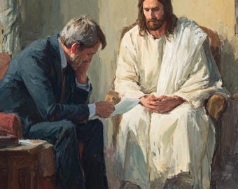 Jesus Comforting Businessman Wall Art, Christian Office Decor, Faith Print (Digital Download)