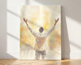 A Father/Husband Complete Surrender in Worship - Matte Canvas | Inspirational Religious Wall Art