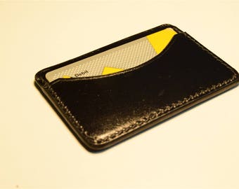 Black Kangaroo Leather Card Wallet - Slim, Personalised