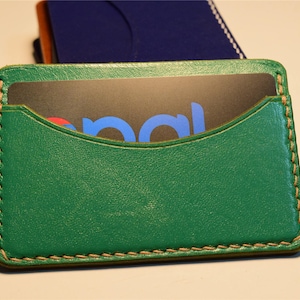 Portefeuille de cartes en cuir kangourou vert, portefeuille de carte mince, portefeuille de carte en cuir, personnalisé