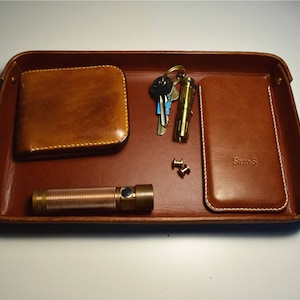Leather Tray, Leather Organizer, Catchall Tray, Leather Valet Tray - Size Large