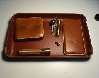 Bandeja grande de cuero para bridas inglesas: organizador artesanal