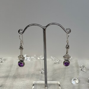 Silver and Amethyst Pipe Earrings