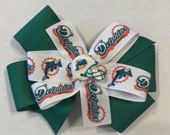 Beautiful Miami Dolphins inspired hairbow for girls.