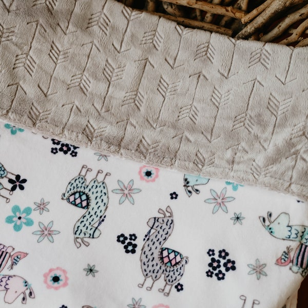 Llama Baby Blanket / Llama Theme Nursery / Minky Baby Blanket