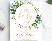 Succulent Baby Shower Invitation, Green and Gold Succulent Baby Shower Invites, Printable Invitation, Instant Download BS43