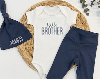 Little Brother Newborn Coming Home Outfit, Lil Bro Coming Home Outfit, Baby Boy Coming Home Outfit, Personalized With Name