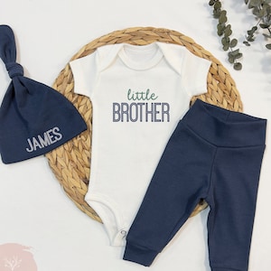 Little Brother Newborn Coming Home Outfit, Lil Bro Coming Home Outfit, Baby Boy Coming Home Outfit, Personalized With Name