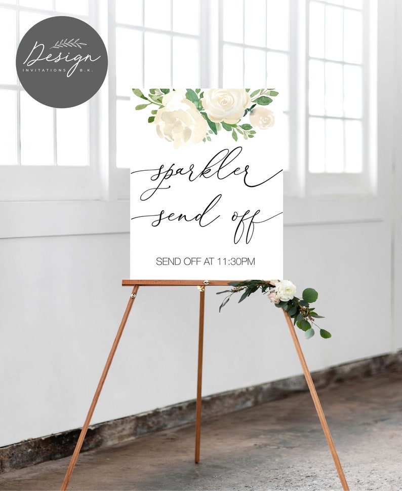 Reception Let Love Sparkle Signage Sparkler send off sign Send Off Light The Way Printable Wedding Sparkler Sign Cream Flowers WS48