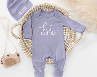 Newborn Baby girl coming home outfit romper Newborn girl coming home outfit with Fold Over Hand Mitts and Feet