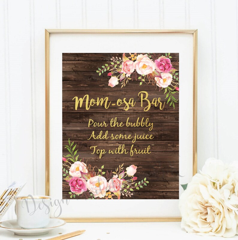 Momosa Bar Sign Baby Shower Mimosa Printable Bubbly Image 0