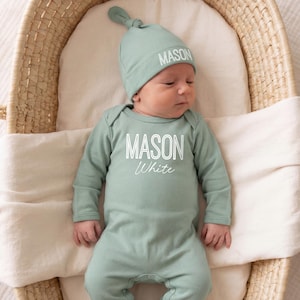 Baby boy coming home outfit with name, Baby Shower gift personalized, Custom Newborn Baby boy hospital outfit, Birth Announcement outfit
