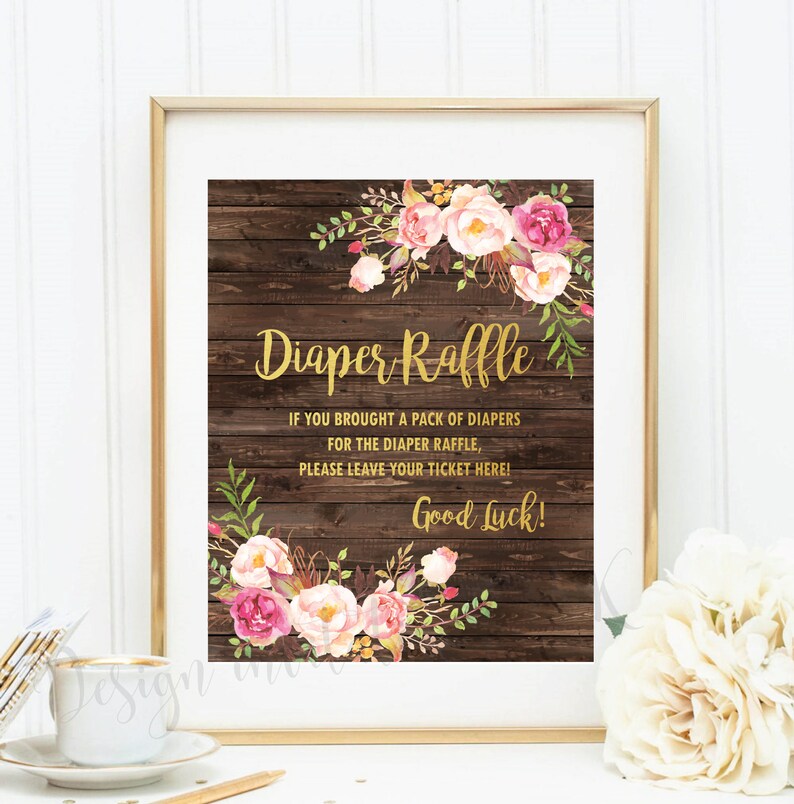 Diaper Raffle Ticket Baby Shower Sign Diaper Raffle Cards Etsy