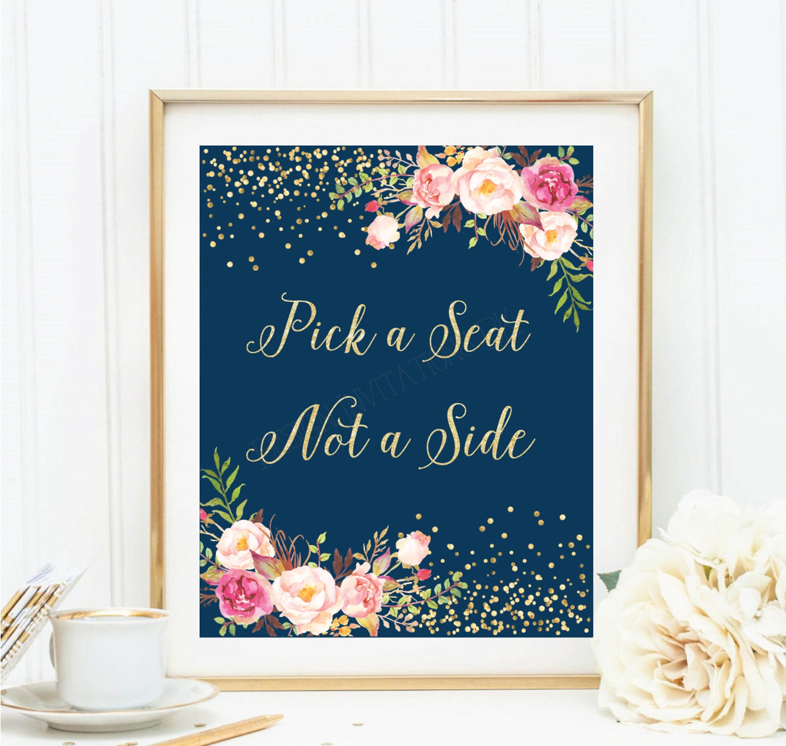 Pick a Seat Not a Side Wedding Sign Printable Wedding Sign | Etsy