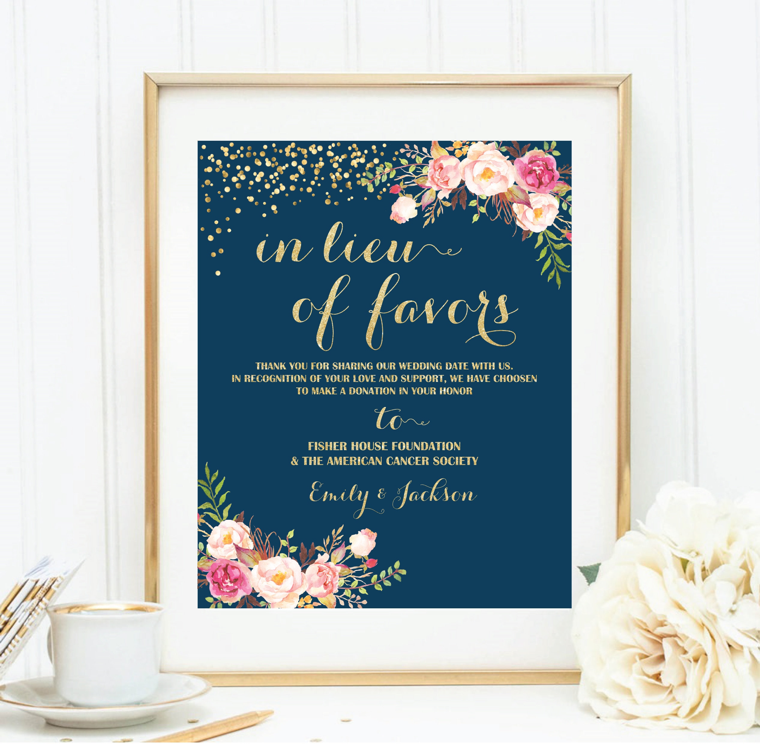 In Lieu Of Favors Sign Gold Wedding Signs Printable Donation Sign