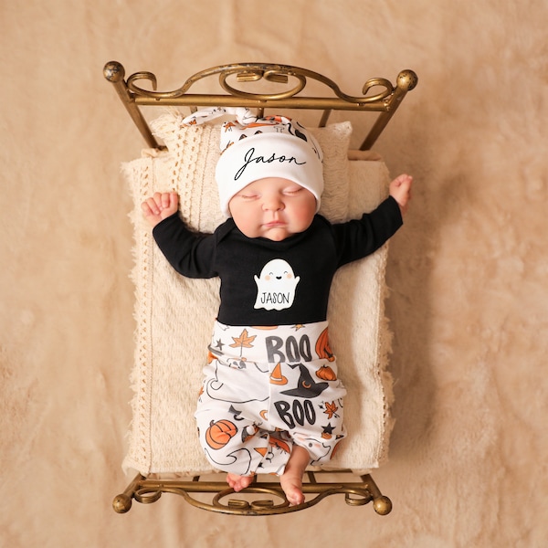 Baby Boy Coming Home Outfit Halloween, Newborn Baby Boy Coming Home Outfit Personalized, Baby Outfits Halloween