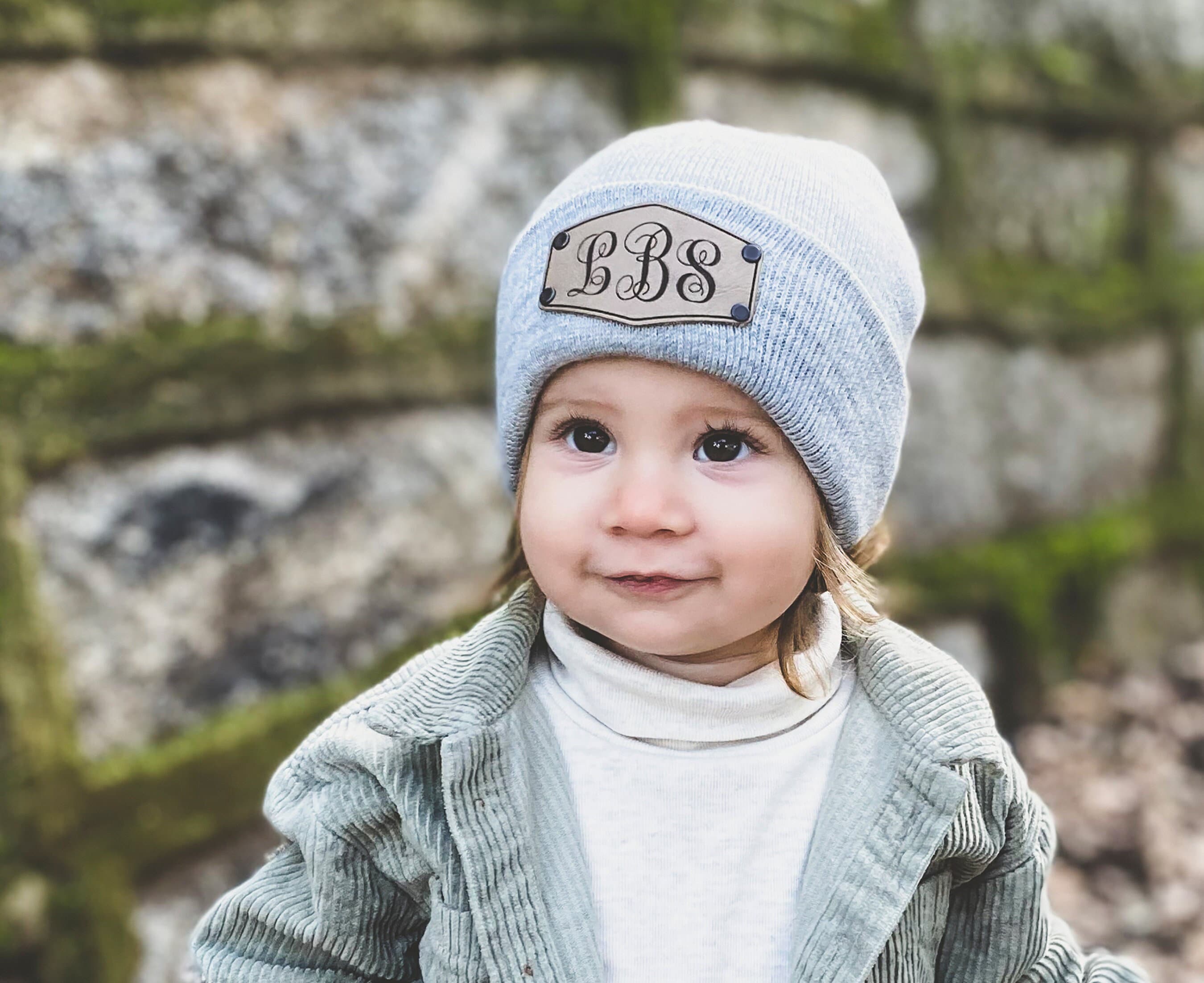 Leather Patch Beanies Custom Gift for 