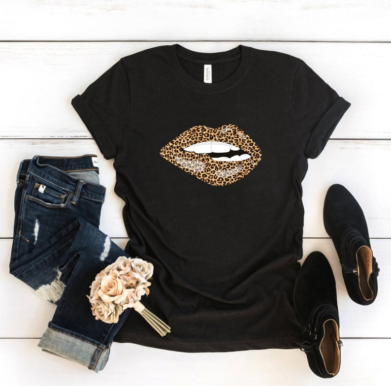 Leopard Lips Shirt Lip Shirts Women Graphic Tee Cheetah Etsy