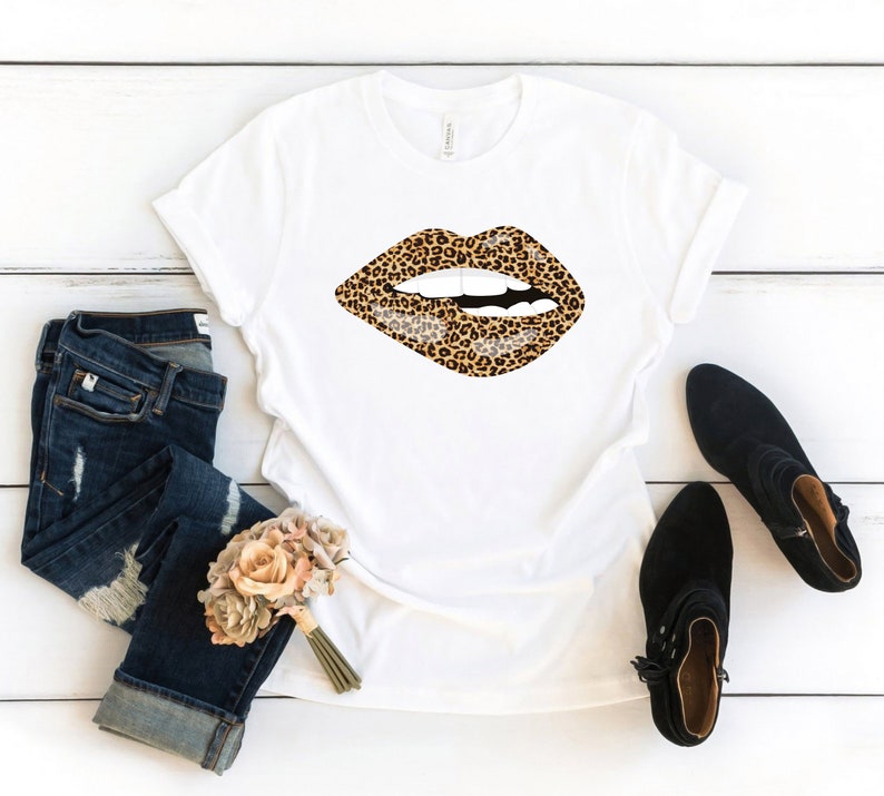 Leopard Lips Shirt Lip Shirts Women Graphic Tee Cheetah Etsy