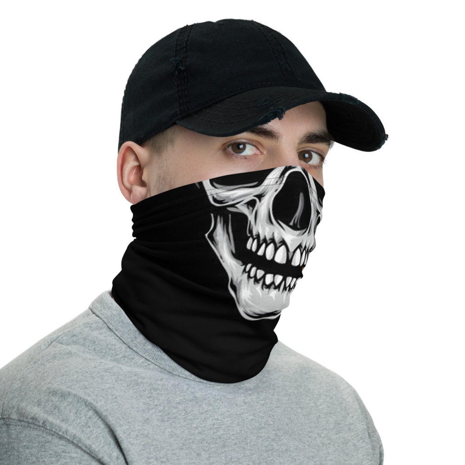 Skull Neck Gaiter Mafia Face Mask Smoking Skull Washable Etsy