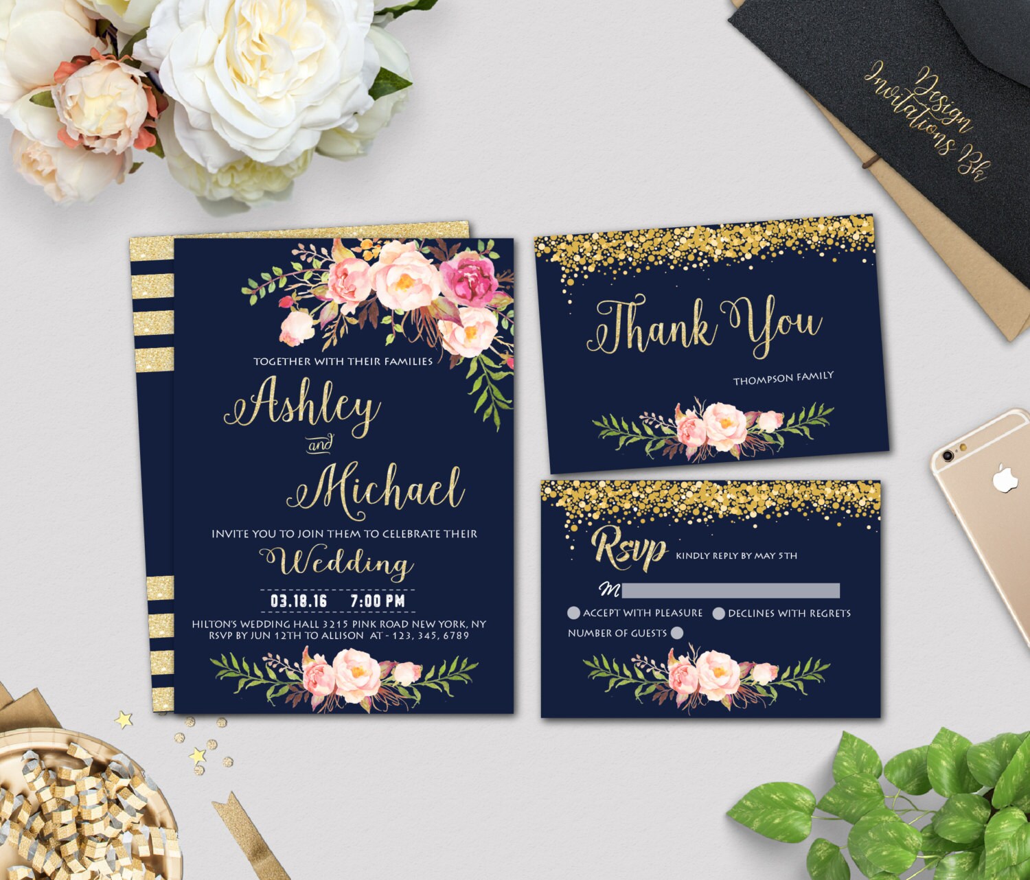 Navy Themed Wedding Invitations 9