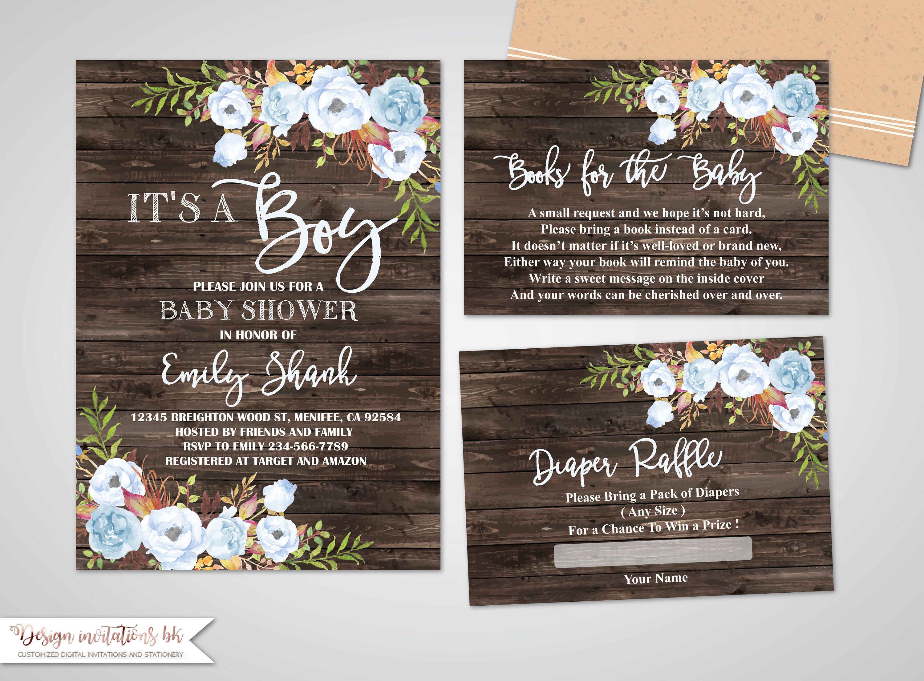 Baby Shower Invitation Boy, Rustic Baby Shower Invitation Boy, Baby S…
